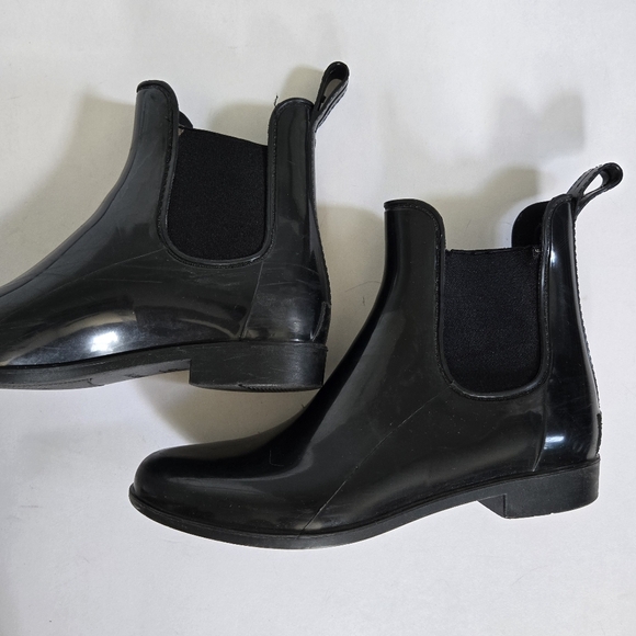 J Crew Chelsea Gloss Rubber Rain Boot Black, womem Size 9 - Picture 2 of 6